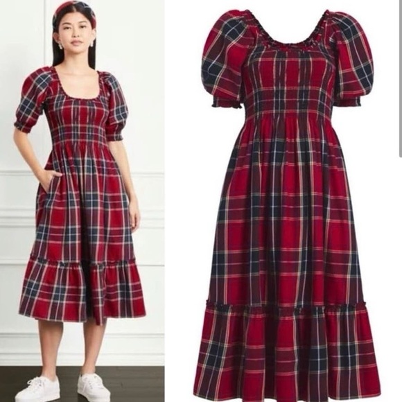 Hill House Dresses & Skirts - Hill House Louisa Nap Dress Red Tartan Large